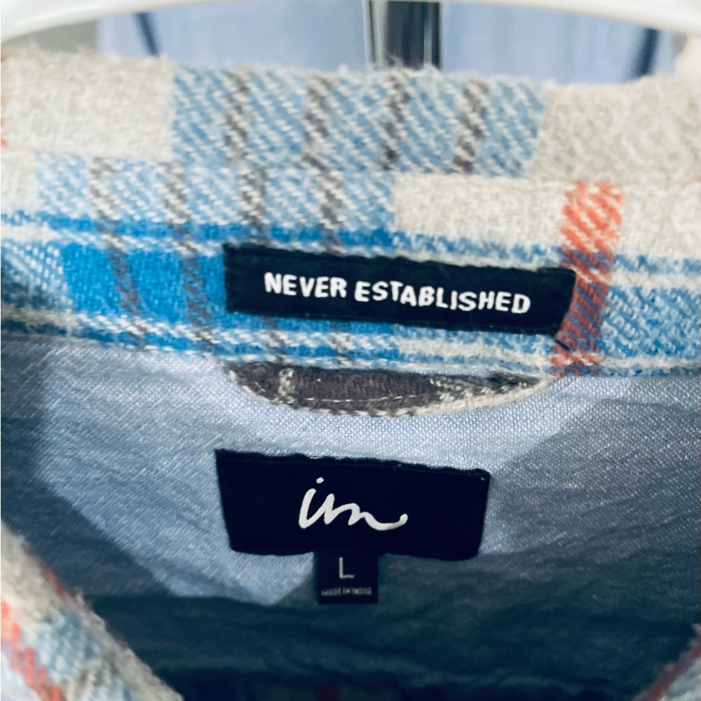 Imperial Motion Blue and Gray Casual Button Down Shirt - Picture 5 of 5